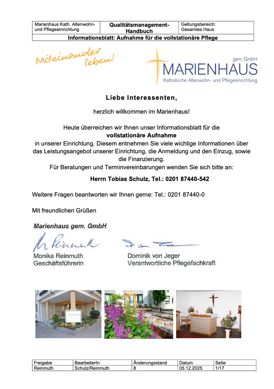 Das Marienhaus • Informationsbroschüre Informationsbroschüre